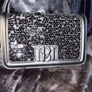 Badgley Mischka Black Sequin Wristlet